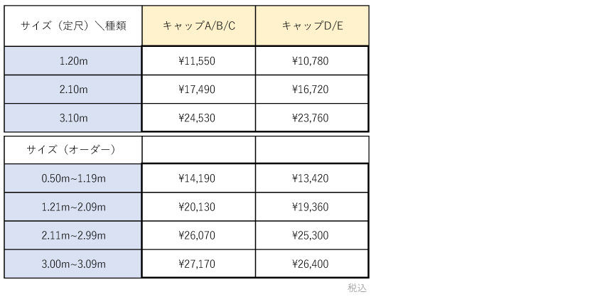 カーテンレール価格表