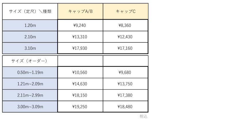 カーテンレール価格表