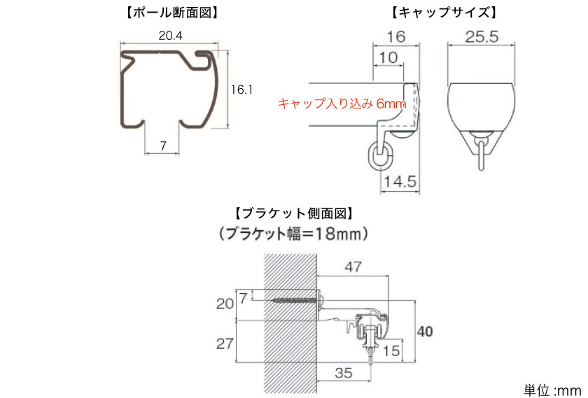 ブラケットサイズ、キャップサイズです。