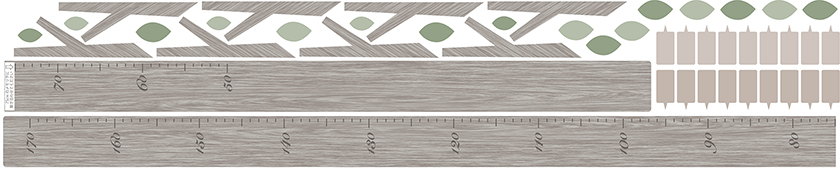 木の身長計　モダンカラー　グレー