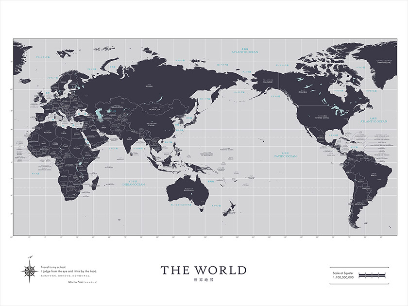 世界地図のウォールステッカーのグレーです。色は全3色です。