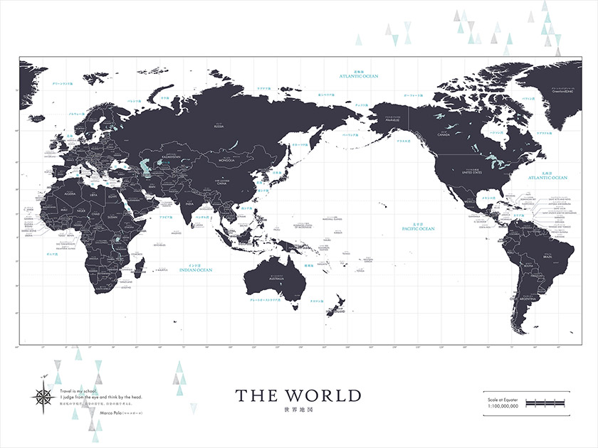 世界地図のウォールステッカーのホワイトです。色は全3色です。