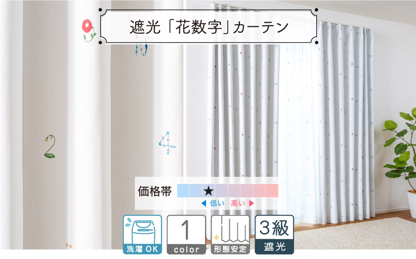 遮光3級ドレープ【花数字】