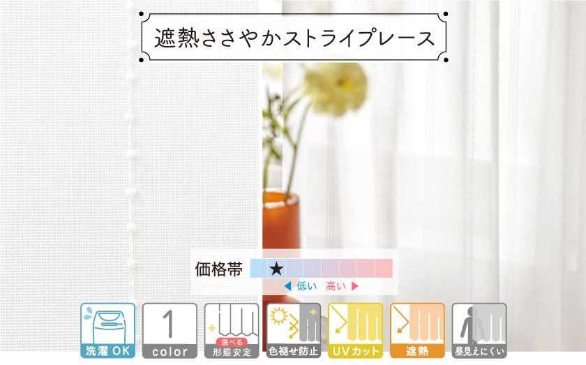 ミラーレース【遮熱ささやかストライプレース】