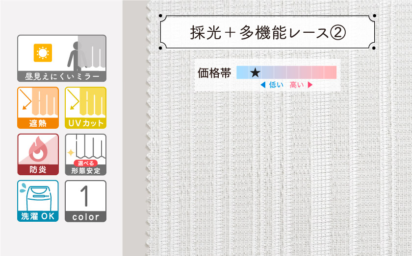 光を拡散するレースです。細かいストライプ柄になっています。