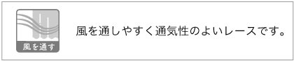 風を通しやすい、通気性のよいレースカーテンです。