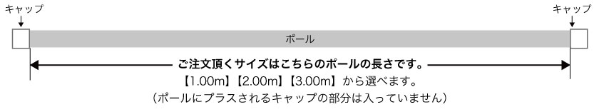 レールの注文サイズは、キャップを除くポール部分のサイズです。