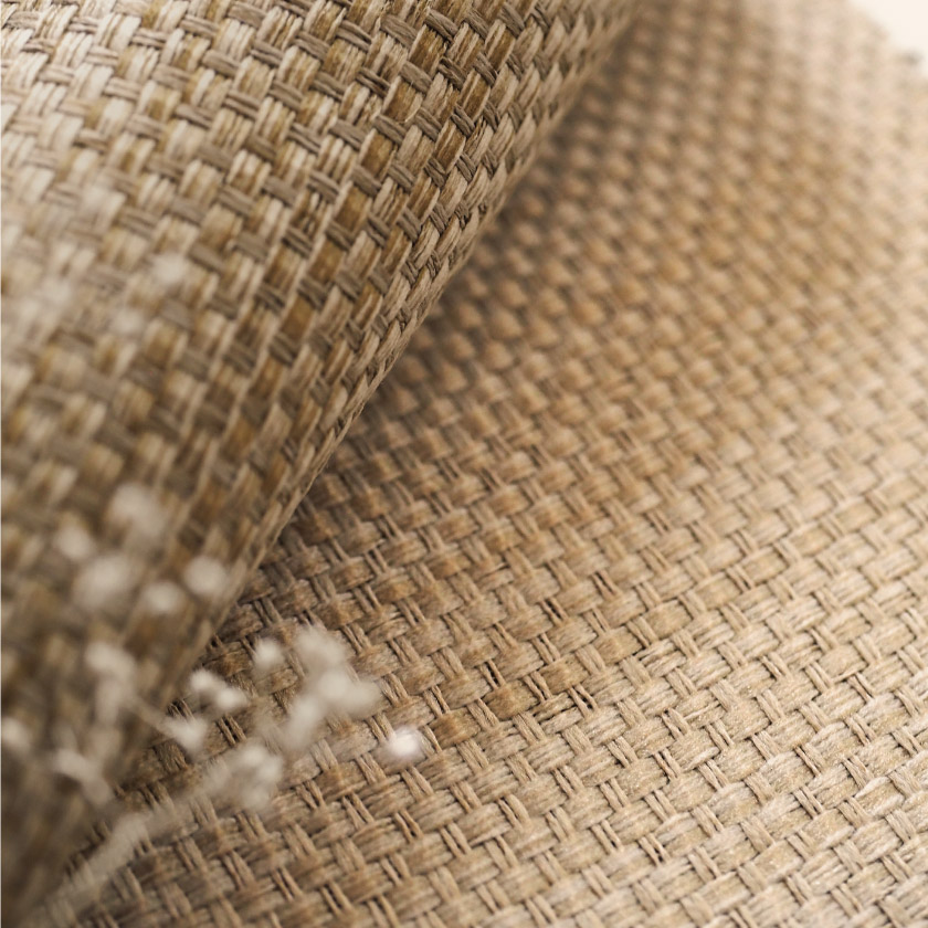 「遮光　ざっくりでナチュラルなカーテン」の生地アップです。ベージュ、チャコールです。