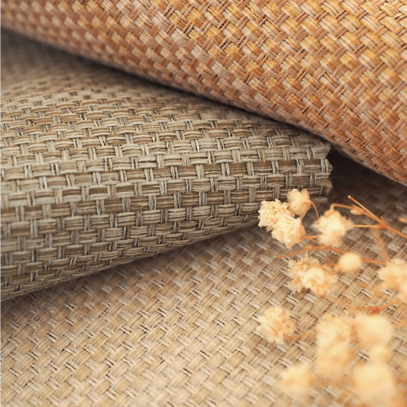 「遮光　ざっくりでナチュラルなカーテン」の生地アップです。天然素材のような生地感でナチュラルです。