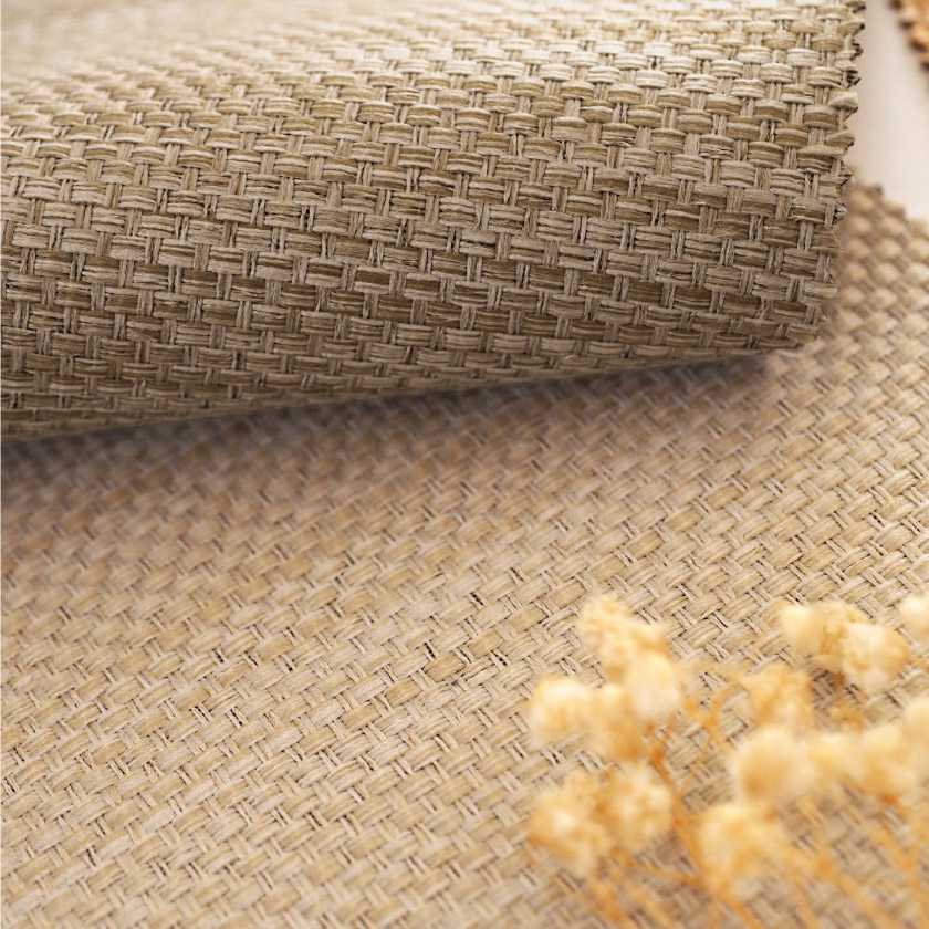 「遮光　ざっくりでナチュラルなカーテン」の生地アップです。ベージュ、チャコールです。