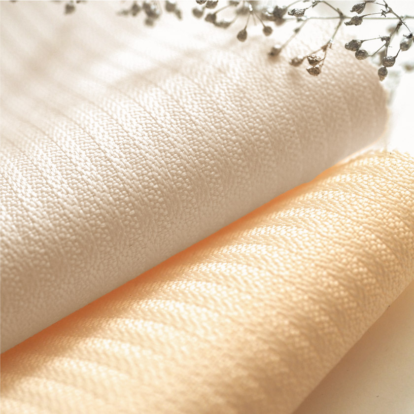 パステル③　抗ウィルスカーテンの生地アップです。生地は薄手で柔らかいです。