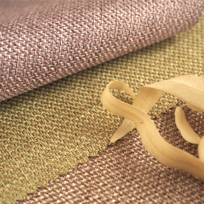 「ナチュラル感③ 渋色深みのカーテン」の生地アップです。ツイードのような雰囲気もあります。