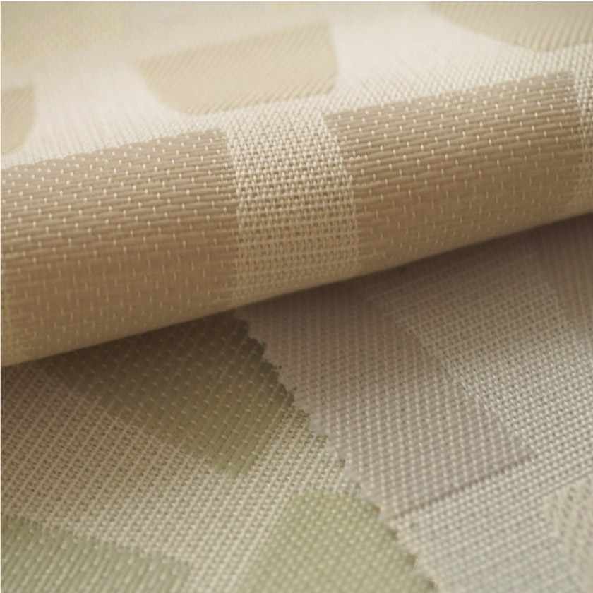 「北欧風　台形柄がアクセントなカーテン」の生地アップです。