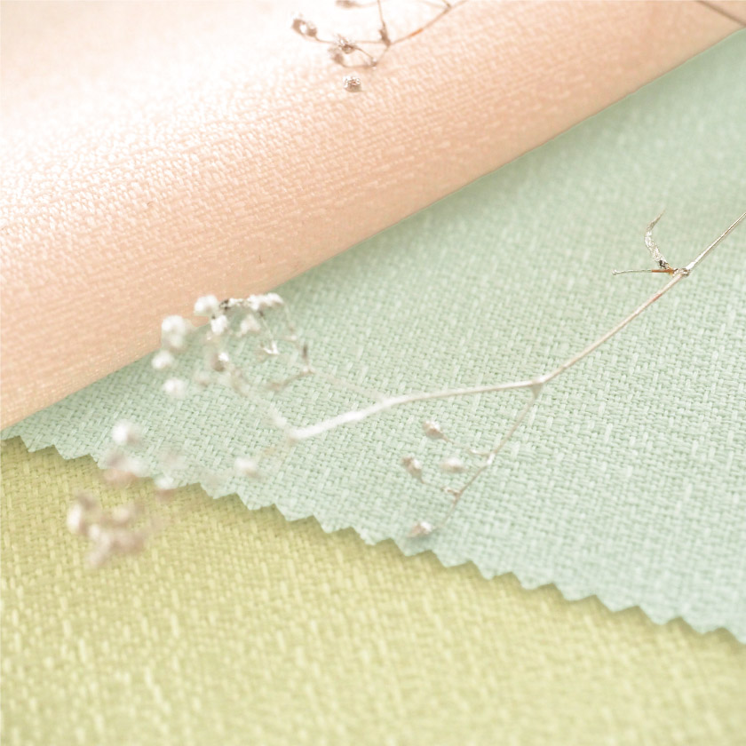 「【格安シリーズ】 パステル① やわらかカーテン」の生地アップです。かわいいパステルカラーで揃いました。