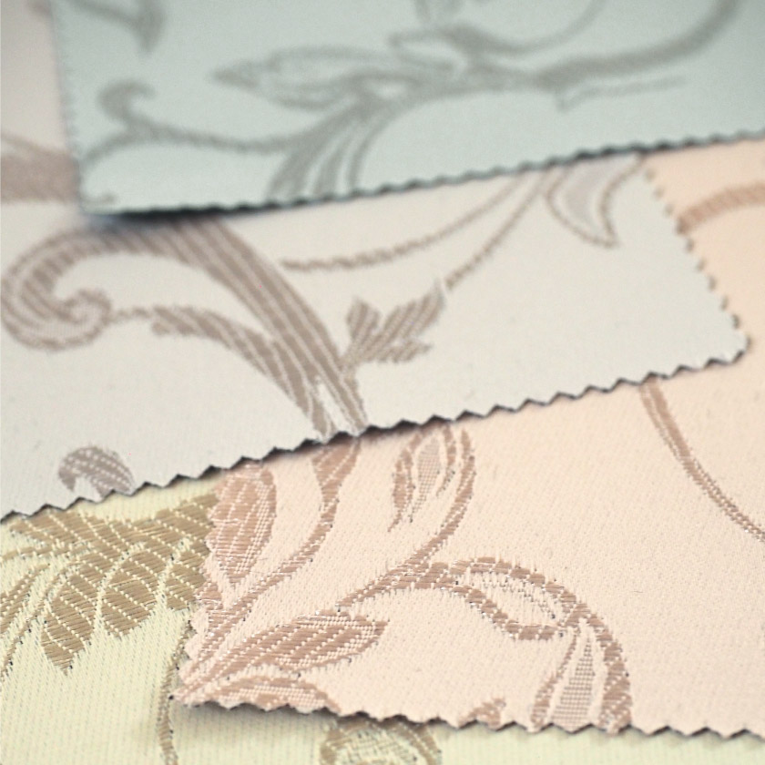 「遮光 パリジェンヌ遮光カーテン」の生地アップです。柄部分はジャガード織りです。