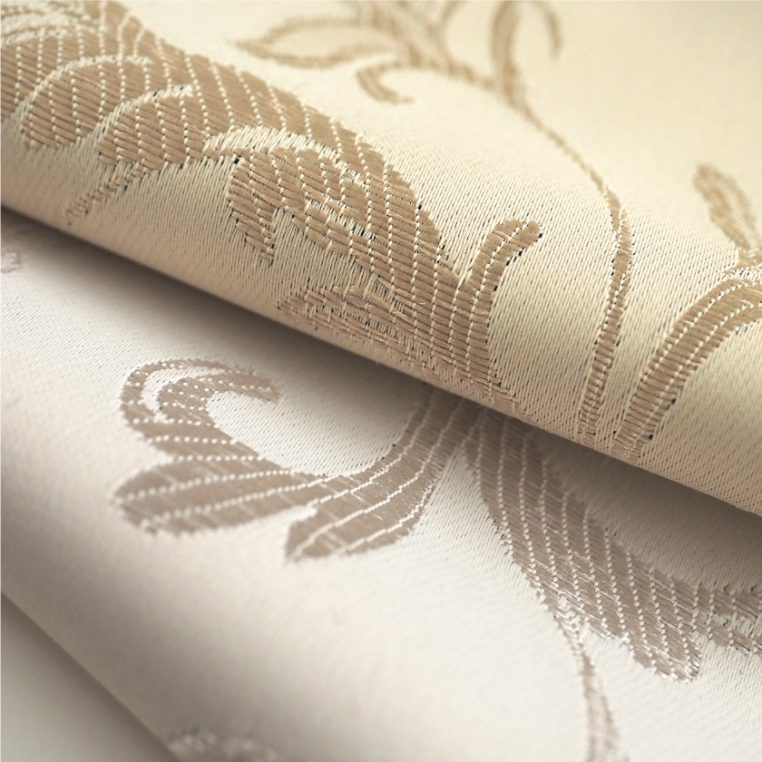 「遮光 パリジェンヌ遮光カーテン」の生地アップです。ベージュ、グレーカラーです。