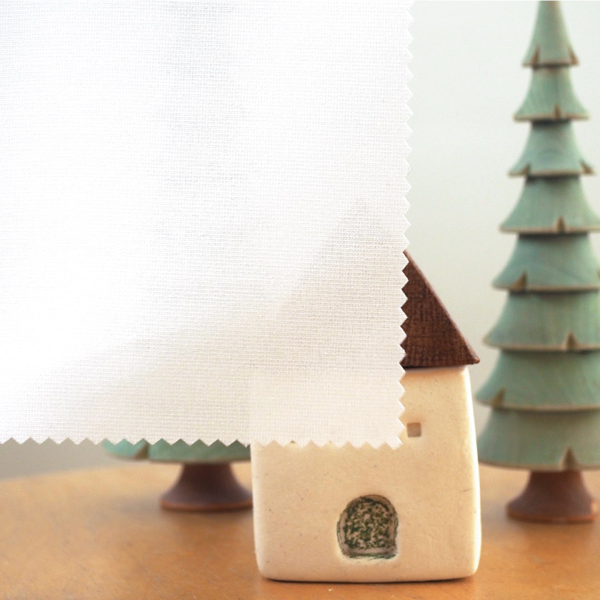 生地を室内から透かしたところです。