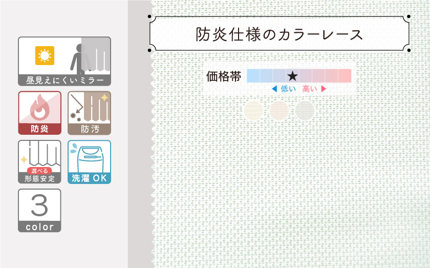 法人向けオーダーレースカーテン。防汚機能付きのミラーカーテン。