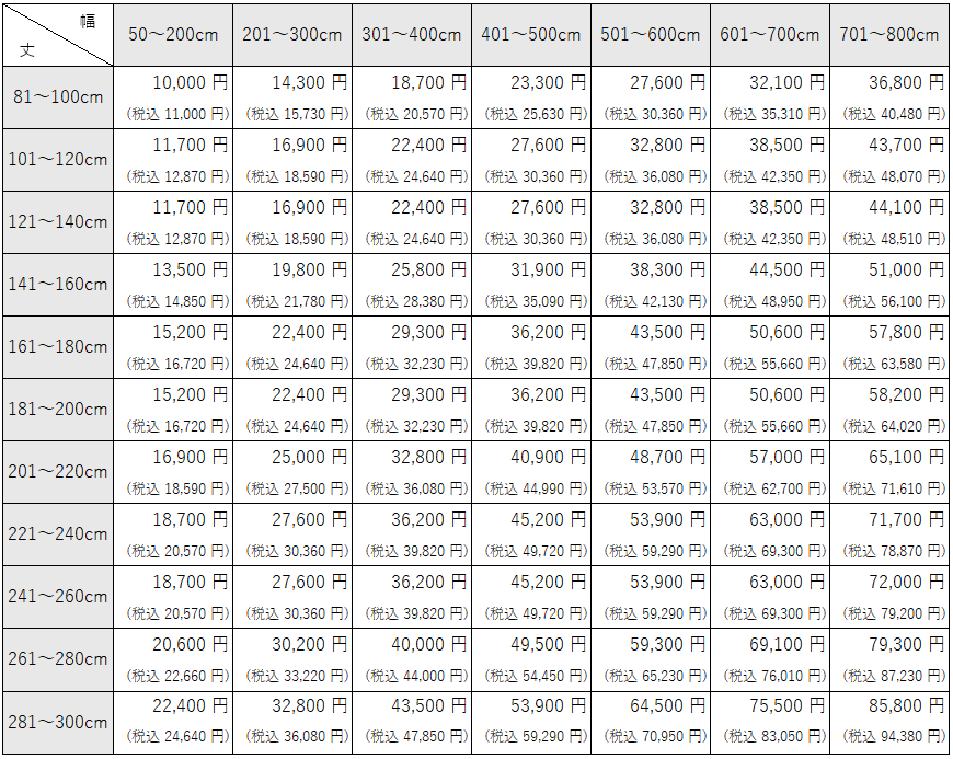 カジュアル① ドットラインカーテン価格表