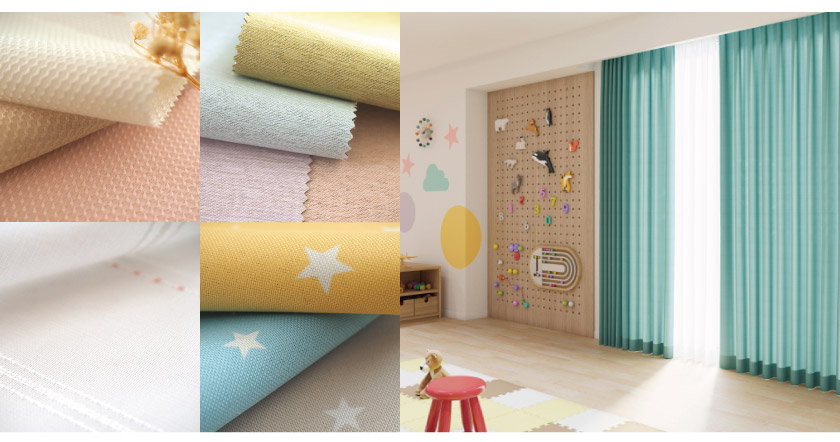 病院やクリニックのキッズスペース、小児科におすすめのカーテンの生地参考画像