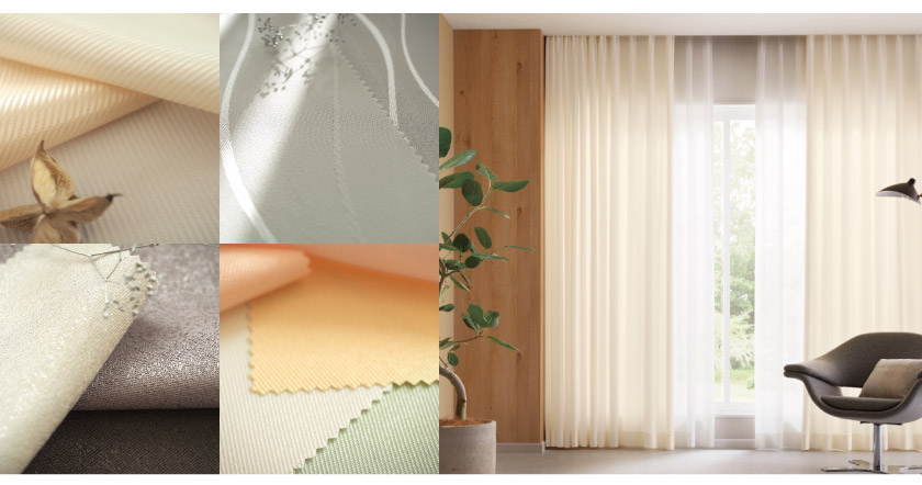 オフィスにおすすめな合わせやすい非遮光ドレープの生地見本