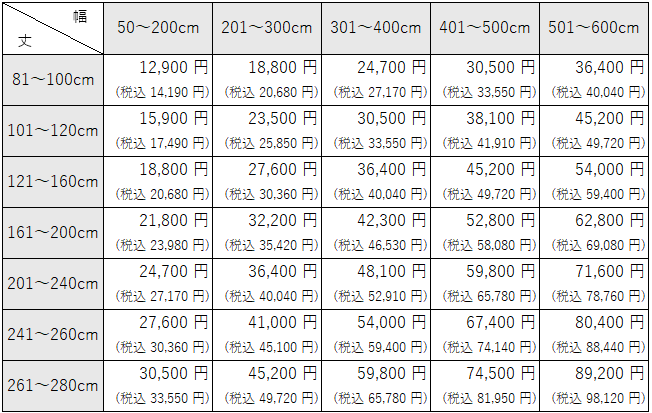 ニュアンスのあるグレーモダンカーテン  価格表