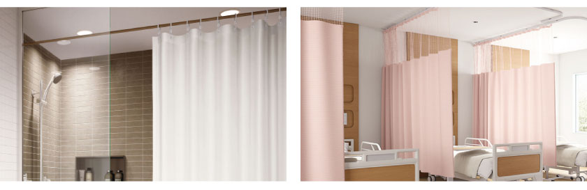 ハトメカーテン（シャワーカーテン）と医療用メッシュカーテンはそれぞれのページに採寸方法がございます。