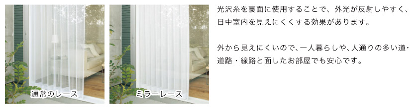 大人気の外から見えにくい昼に外から中が見えにくいミラーレースです。プライバシーを守り、防犯にも役立ちます